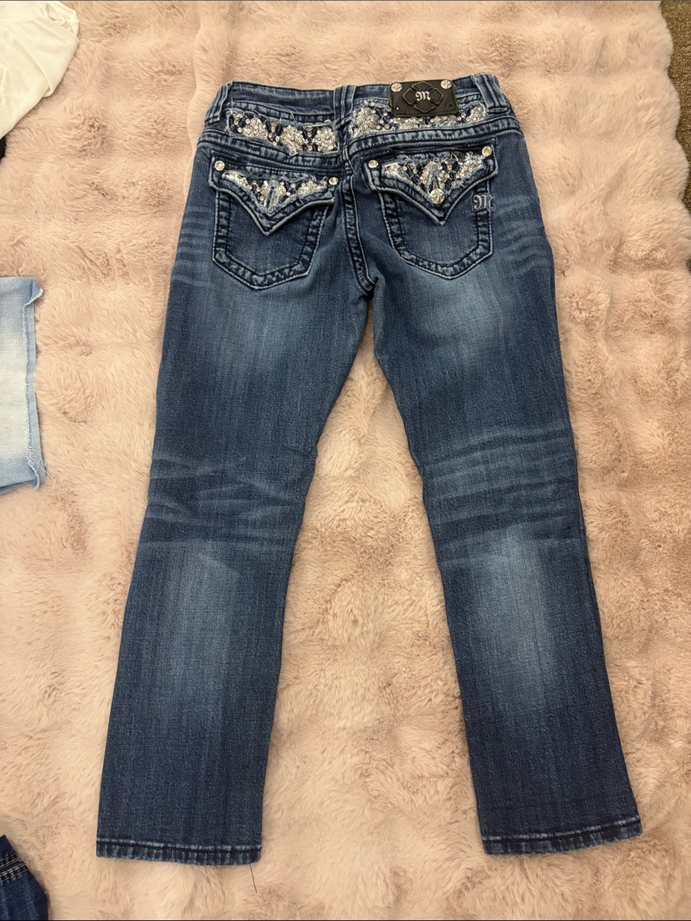 Miss Me Dark Blue Embellished Boyfriend Jeans